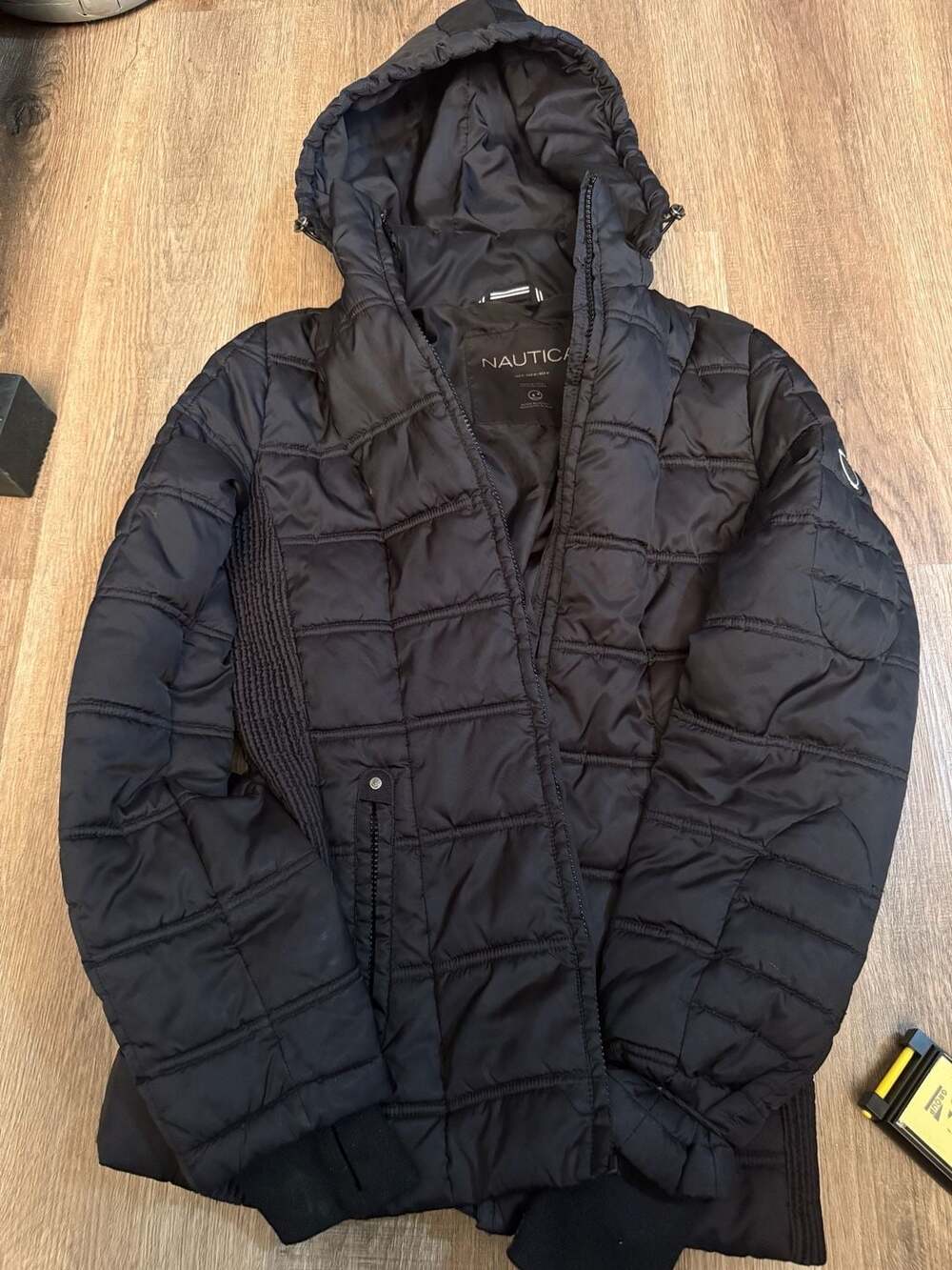 Nautica Quilted Puffer Jacket Size S Water Resistant Black